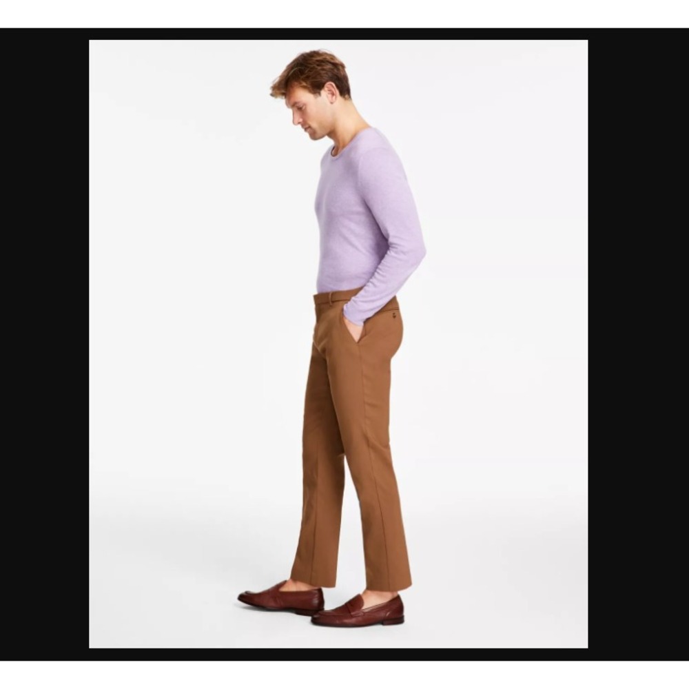 Tommy Hilfiger NEW Mens Modern Fit Th Flex Stretch Solid Dress Pants Brown 40x30